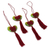 Cotton-embroidered wool ornaments, 'Maroon Bloom' (set of 4) - Cotton and Wool Ornaments with Maroon Flowers (Set of 4) (image 2b) thumbail