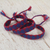 Cotton wristband bracelets, 'Teal Friendship Geometry' (set of 3) - Cotton Wristband Bracelets in Crimson from Mexico (Set of 3) thumbail