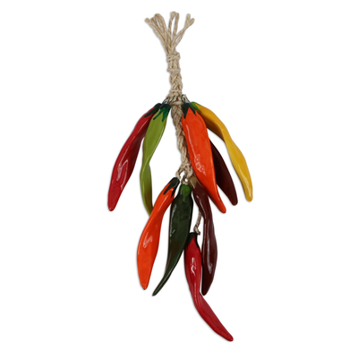 Keramische dekorative Ristra - Keramischer Chilaca-Pfeffer-Dekorations-Ristra aus Mexiko