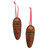 Ceramic ornaments, 'Charming Masks' (pair) - Ceramic Mask Ornaments in Brown from Mexico (Pair)