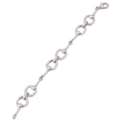Sterling silver link bracelet, 'Enlaced' - High-Polish Sterling Silver Link Bracelet from Mexico