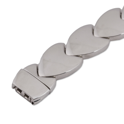 Sterling silver link bracelet, 'Tulip Style' - High-Polish Sterling Silver Link Bracelet from Mexico