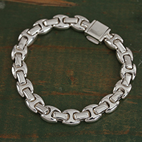 Sterling silver link bracelet, 'Gleaming Links' - Artisan Crafted Sterling Silver Link Bracelet from Mexico