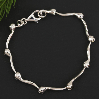 Sterling silver link bracelet, Radiant Buds
