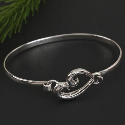 Pulsera de plata de primera ley - Pulsera de plata de ley con forma de corazón de Taxco de México