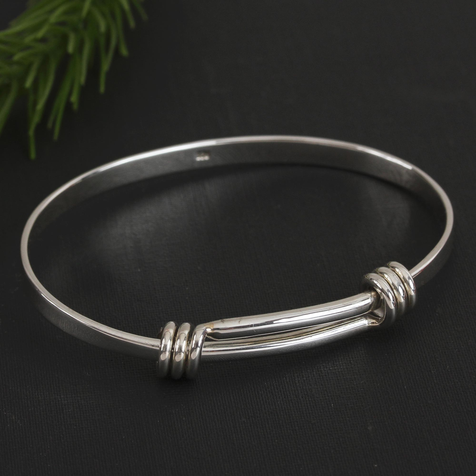 Simple Sterling Silver Bangle Bracelet Crafted in Mexico, 'Gleaming Band'