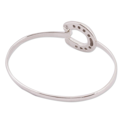 Sterling silver pendant bracelet, 'Beautiful Horseshoe' - Taxco Sterling Silver Horseshoe Pendant Bracelet from Mexico