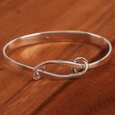 Pulsera esclava de plata de ley - Brazalete Rígido Ondulado de Plata Esterlina de México