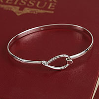 Sterling silver bangle bracelet, 'Lasso Link' - Taxco Silver Bangle Bracelet Crafted in Mexico