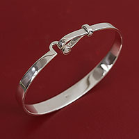 Sterling silver bangle bracelet, 'Wonderful Gleam' - High-Polish Taxco Sterling Silver Bangle Bracelet