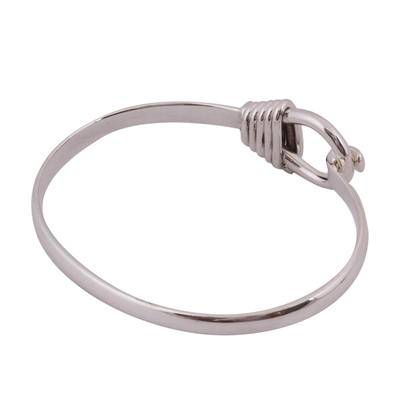 Sterling silver bangle bracelet, 'Creative Gleam' - Sterling Silver Bangle Bracelet Crafted in Mexico
