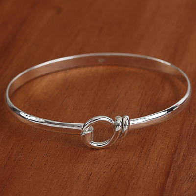 Sterling silver bangle bracelet, Slender Gleam