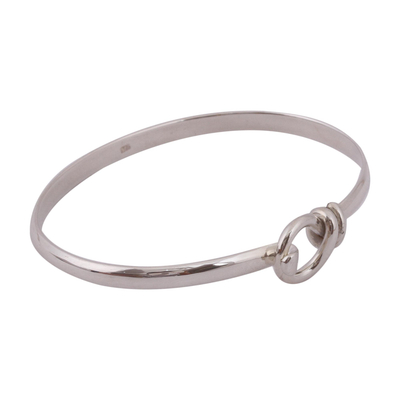 Simple Taxco Sterling Silver Bangle Bracelet from Mexico - Slender