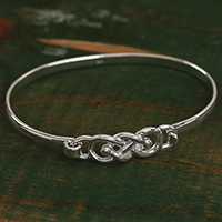 Knot Pattern Sterling Silver Bangle Bracelet from Mexico,'Irish Knot'
