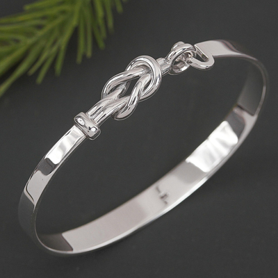 Sterling Silver Knot Bangle Bracelet from Mexico - Knot