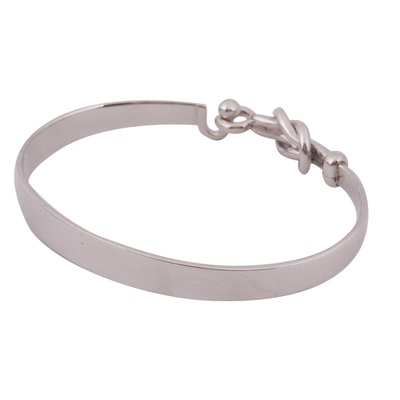 Sterling silver bangle bracelet, 'Knot' - Sterling Silver Knot Bangle Bracelet from Mexico