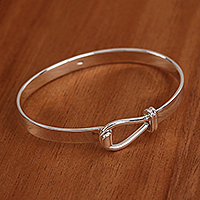 Sterling silver bangle bracelet, 'Simple Union' - High-Polish Sterling Silver Bangle Bracelet from Mexico