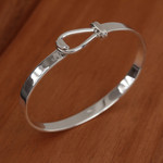 Sterling silver bangle bracelet, 'Simple Union' - High-Polish Sterling Silver Bangle Bracelet from Mexico