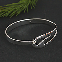 Sterling silver bangle bracelet, 'Osmosis' - Modern Sterling Silver Bangle Bracelet from Mexico