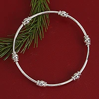 Pulsera esclava de plata de ley - Brazalete de plata esterlina reluciente de México