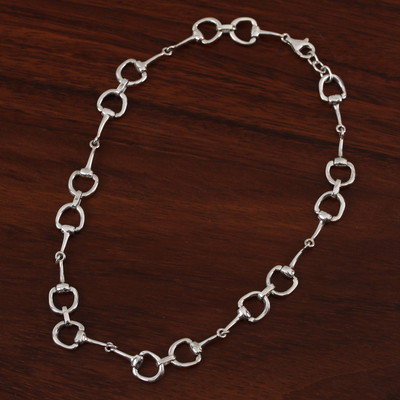 Collar de eslabones de plata de ley - Collar de eslabones de estribo de plata esterlina de México