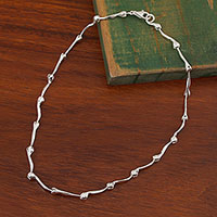Sterling silver link necklace, 'Radiant Buds'