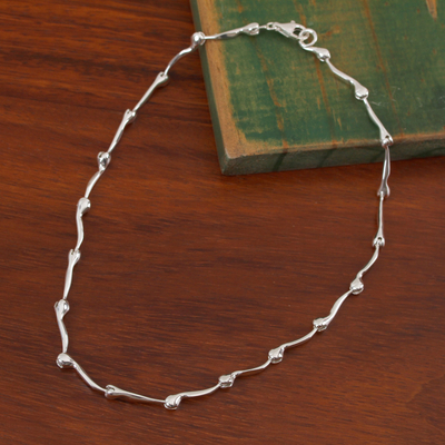 Sterling silver link necklace, Radiant Buds