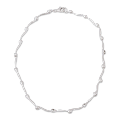 Sterling silver link necklace, 'Radiant Buds' - Gleaming Sterling Silver Link Necklace from Mexico