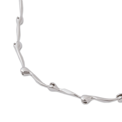 Sterling silver link necklace, 'Radiant Buds' - Gleaming Sterling Silver Link Necklace from Mexico