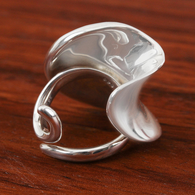 Sterling silver cocktail ring, 'Modern Hope' - Modern Sterling Silver Cocktail Ring from Mexico