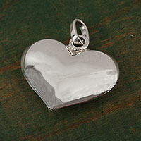 Sterling silver pendant, 'Heart and Purity' - Heart-Shaped Sterling Silver Pendant from Mexico