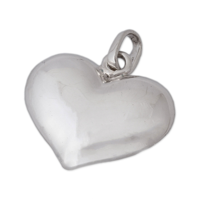 Sterling silver pendant, 'Heart and Purity' - Heart-Shaped Sterling Silver Pendant from Mexico
