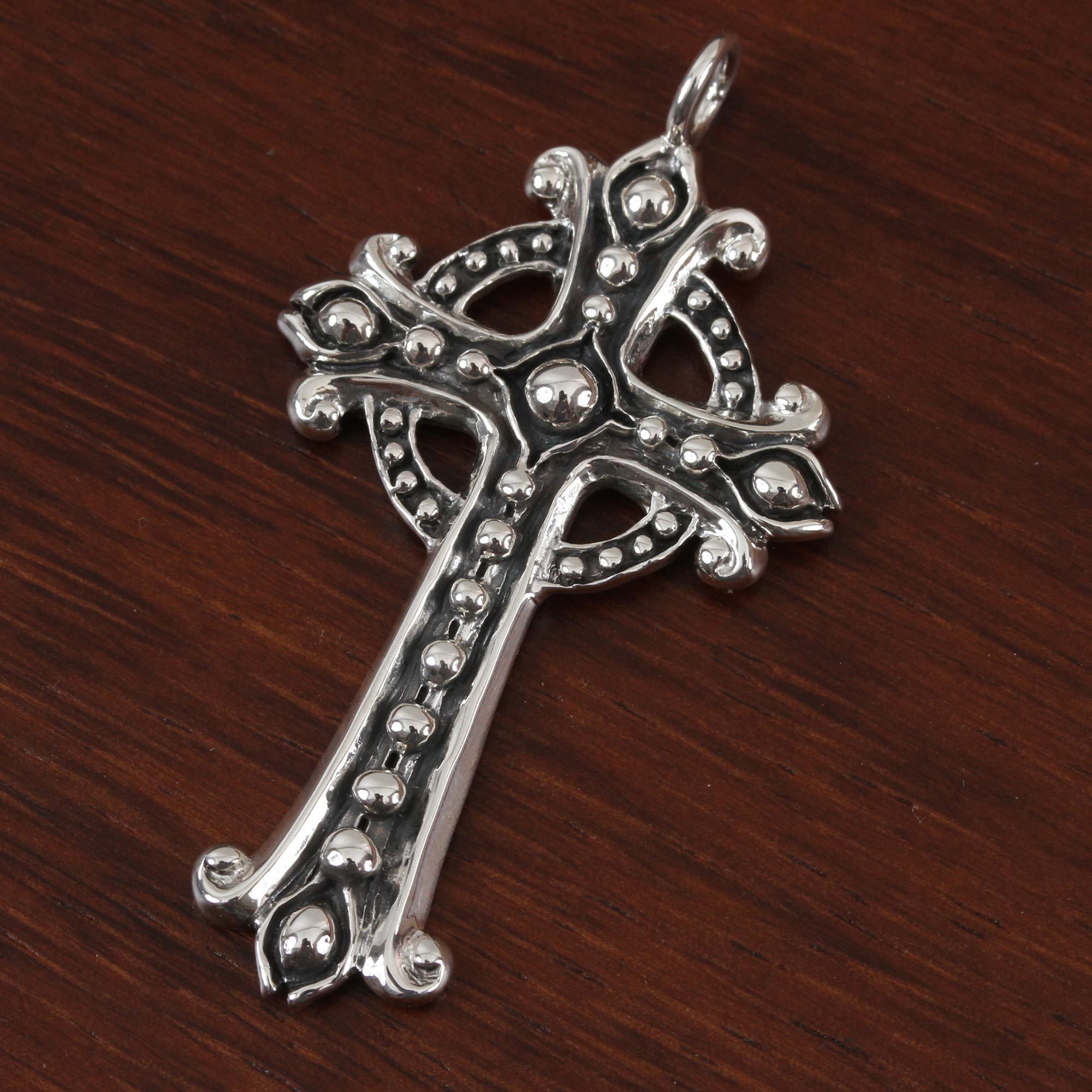[10] Silver950 / 105g Cross ヴィンテージブレス embellished-large-cross-