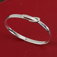 Sterling silver bangle bracelet, 'Gleaming Belt' - Taxco Sterling Silver Bangle Bracelet from Mexico