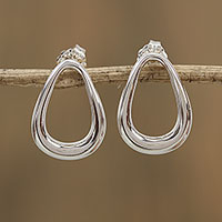 Sterling silver drop earrings, Modern Pears