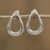 Sterling silver drop earrings, 'Modern Pears' - Pear-Shaped Sterling Silver Drop Earrings from Mexico thumbail