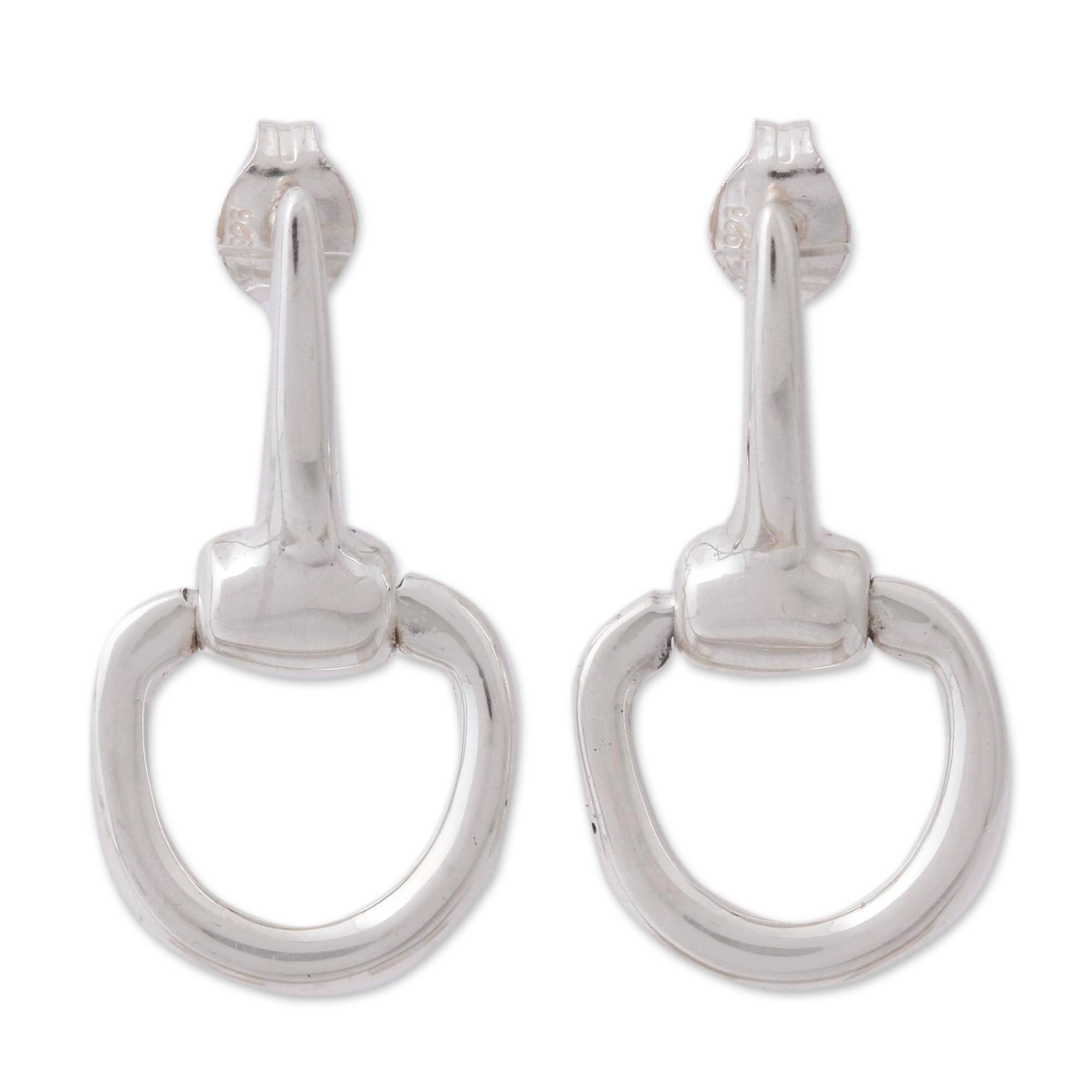 Sterling Silver Stirrup Dangle Earrings from Mexico - Gleaming Stirrups ...