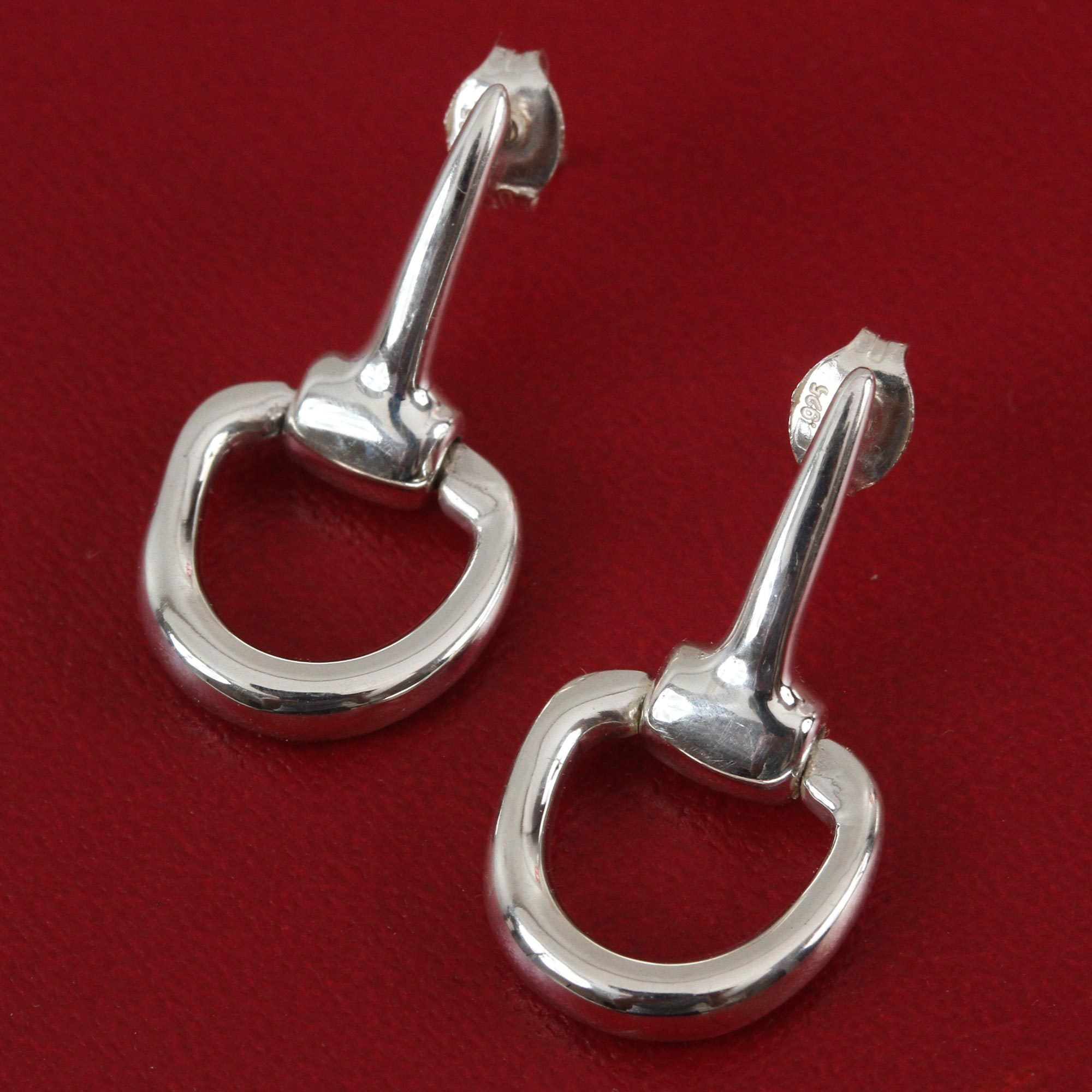 Sterling Silver Stirrup Dangle Earrings from Mexico Gleaming Stirrups
