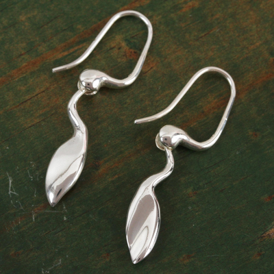Sterling silver dangle earrings, 'Shape of Nature' - Abstract Sterling Silver Dangle Earrings from Mexico