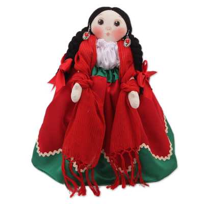 Cotton Decorative Display Doll with a Shawl from Mexico