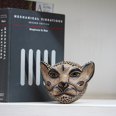 Máscara de cerámica - Máscara de jaguar de cerámica en ante de México