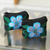 Cotton coin purses, 'Summer Morning' (pair) - Floral Embroidered Cotton Coin Purses from Mexico (Pair)