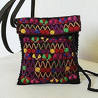 Cotton-embroidered wool sling,