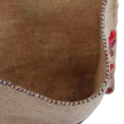 Bolso bandolera de lana bordado en algodón, 'Dream Paths' - Bolso bandolera de lana bordado en algodón de México