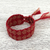 Cotton wristband bracelet, 'Taupe Fusion of Desire' - Handwoven Cotton Wristband Bracelet in Taupe and Claret (image 2b) thumbail