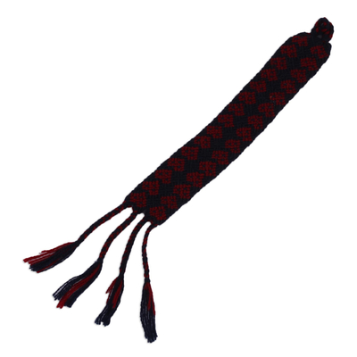 Pulsera de algodón - Brazalete de pulsera de algodón tejido a mano en rojo granero y azul marino