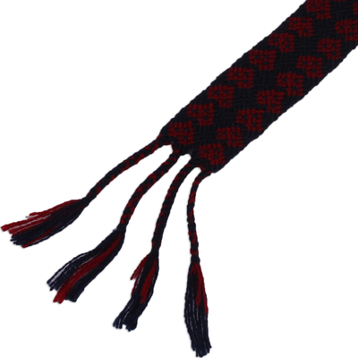 Pulsera de algodón - Brazalete de pulsera de algodón tejido a mano en rojo granero y azul marino