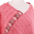 Cotton poncho, 'Fashionable Morning' - Cotton Poncho in Wheat and Cerise from Mexico