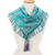 Cotton scarf, 'Sweet Stripes in Turquoise' - Handwoven Cotton Scarf in Turquoise and Smoke from Mexico