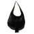 Leather shoulder bag, 'Relaxed Chic in Black' - Handcrafted Black Leather Hobo-Style Boho Chic Shoulder Bag